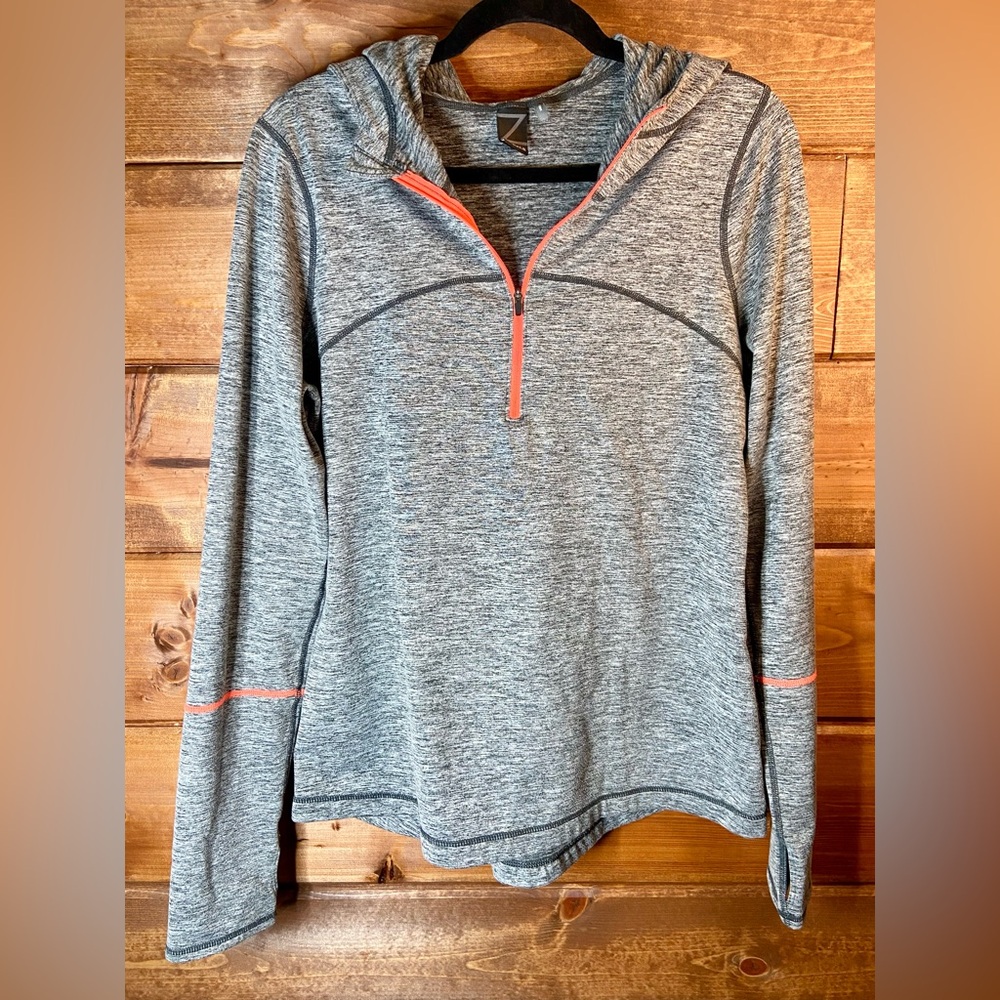 Zella Gray and Coral Hoodie Sweatshirt